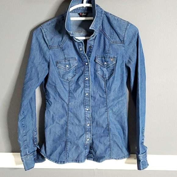 guess denim blouse